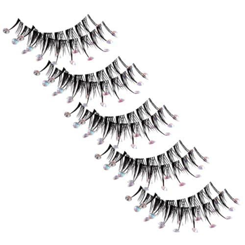 PLAFOPE 5paare Künstliche Wimpern Naturwimpern Mit Strasssteinen Deko Für Mädchen Frauen Augen Make-up Für Party Halloween Weihnachten Valentinstag von PLAFOPE