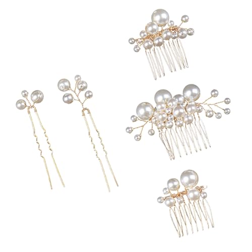 PLAFOPE 5stücke Teiliges Set Haarkamm Mit Perlen Für Braut Und Brautjungfer Hochzeits-haaraccessoire Für Hochzeiten Und Geburtstagsfeiern Verleiht Ihrem Look Und Stil von PLAFOPE