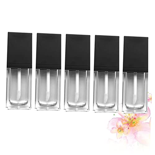 PLAFOPE 5stücke Leere Lip Gloss Flaschen Flache Quadratische Lip Tube Tragbare Container Für Transparent Mit Schwarzem Deckel Für von PLAFOPE