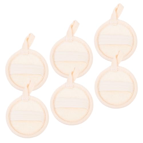 PLAFOPE 6 Stück Natürliche Luffa Gesichts Körper-peeling Pads mit Elastischem Band Sanfte Gesichtsreinigung Make-up-entferner Porentiefe Reinigung für Damen und Herren Bad und Dusche von PLAFOPE