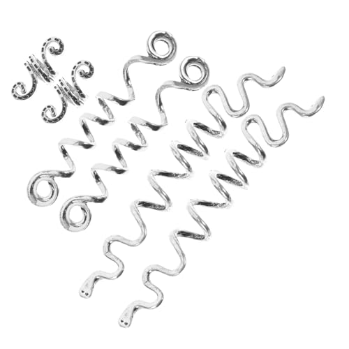 PLAFOPE 6 Stück Teiliges Dreadlock Haarspiralen Silber Verstellbare Flecht schmuck Haarringe für Damen Modische Haar accessoires für Zöpfe und Braids Vielseitig für Alltag und Party von PLAFOPE