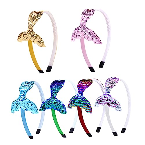 PLAFOPE 6 Stück Teiliges Haarreifen Meerjungfrau Wendepailletten Haarreif Mädchen Stirnband Bunte Farben für Kostüm Party Bühnenauftritt Festlicher Kopfschmuck von PLAFOPE