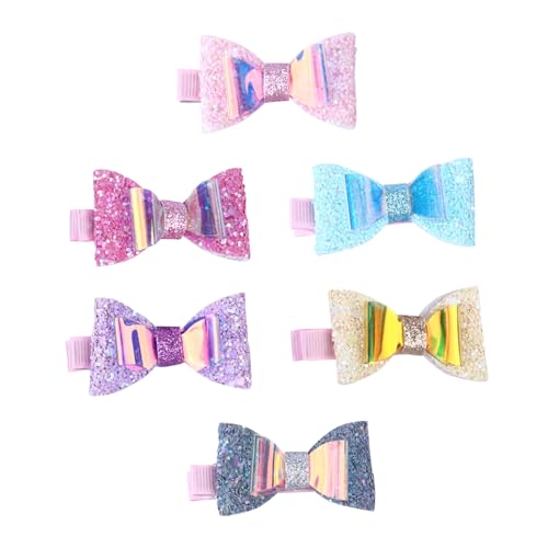PLAFOPE 6 Stück Teiliges Haarschleifen mit Glitzer Pailletten Haarspangen Sichere und Bequeme Haarklammern für Mädchen Haarstyling und Geschenk zu Geburtstag Weihnachten von PLAFOPE