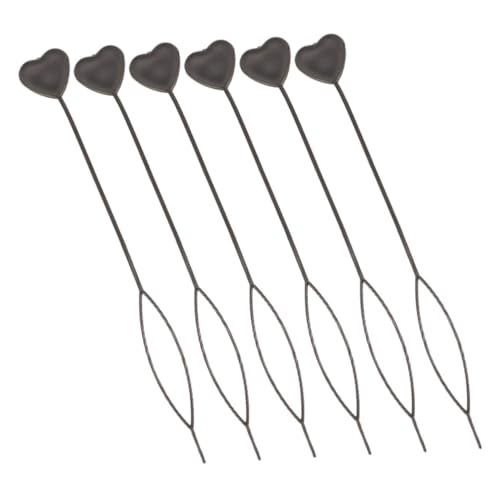 PLAFOPE 6 Stück Teiliges Haarstyling Schwarzem Herz design Schnelles Perlen einfädel werkzeug für Zöpfe und Dutt Multifunktionaler Haarschmuck für Mädchen und Frauen Einfaches Styling und von PLAFOPE
