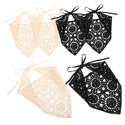PLAFOPE 6 Stück Teiliges Häkel dreieckstuch für Damen Atmungsaktive Zarte Häkelmuster Vielseitige Haar Kopftücher in Beige und Schwarz Langlebig und Formstabil für Alltag und Freizeit von PLAFOPE