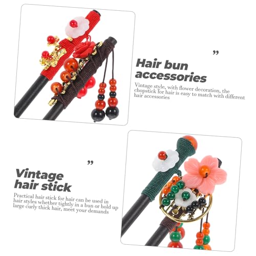 PLAFOPE 6 Stück Teiliges Holz Haarnadeln mit Blumen und Quasten Elegante Haarnadeln für Frauen Langlebig Handgefertigt für Hochzeiten Partys und Alltag Vintage Haarschmuck von PLAFOPE