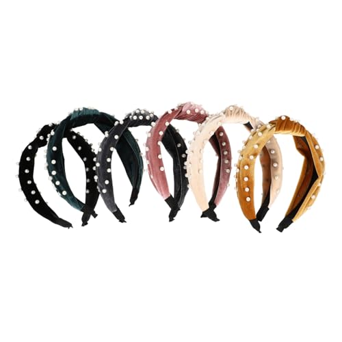 PLAFOPE 6 Stück Teiliges Knotenhaarbänder mit Kunststoffperlen Farbenfrohe Haaraccessoires für Frauen und Mädchen Schonend und Bequem Vielseitig für Herbst und Winter Geeignet von PLAFOPE