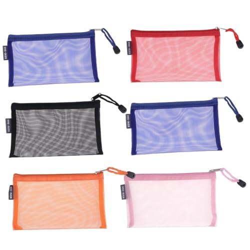 PLAFOPE 6 Stück Teiliges Mesh Reißverschluss Stiftetaschen aus Langlebigem Nylon Leichte Multifunktionale Kosmetiktaschen und Reisebeutel für Schule Büro Organisation von Schreibwaren und von PLAFOPE