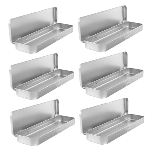 PLAFOPE 6 Stück Teiliges Metall Stifteetui aus Beschichtetem Blech Rechteckige Wasserresistente Federmäppchen mit Klappbarem Deckel Handlich und Stilvoll für Schüler und Bürobedarf von PLAFOPE