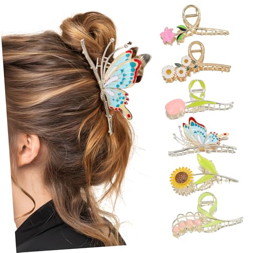PLAFOPE 6 Stück Teiliges Metall-blumen-haarspangen- Stabile Rostfreie Haarklammern für Frauen und Mädchen Vielseitig Einsetzbar für Dickes Mittellanges und Lockiges Haar Praktische von PLAFOPE