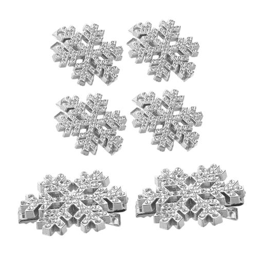 PLAFOPE 6stücke Schneeflocken-haarspangen Mit Strasssteinen Silberne Haarnadeln Aus Krokodilholz Haarschmuck Für Winterfeiertage Styling-clips Für Frauen Kreative Haarspangen Mit von PLAFOPE
