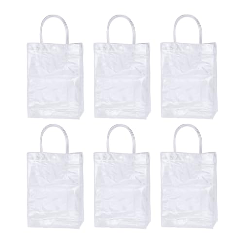 PLAFOPE 6 Stück Transparente PVC Geschenkbeutel Wasserfest Praktische Tragetaschen Mehrzwecktaschen als Geschenkverpackung und Einkaufstasche von PLAFOPE