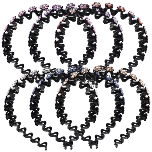 PLAFOPE 6stücke Stirnband Für Frauen Und Mädchen Haarband Mit Strass Dekoratives Kopfschmuck Für Alltag Rutschfest Und Waschbar Geeignet Für Verschiedene Frisuren Und Aktivitäten von PLAFOPE