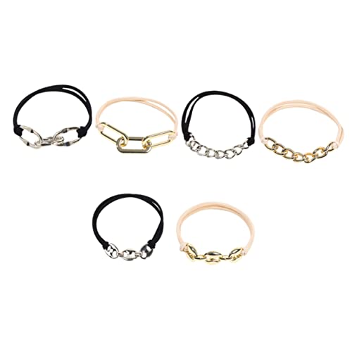 PLAFOPE 6stücke Elastische Haargummis Für Und Mädchen Metallkette Haarbänder Vielseitig Als Armband Nutzbar Für Sport Und Und Erhältlich von PLAFOPE