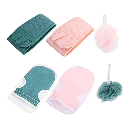 PLAFOPE 6St dreiteiliges Badetuchset Badehandschuh Körperpeeling-Schwamm Peeling-Luffa-Handtücher Badewannenreiniger bath time dusche armaturen Rückenbürste Duschhandschuh Pflanzenfaser von PLAFOPE