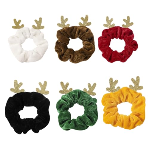 PLAFOPE 6stücke Weihnachts-haarreifen Aus Fleece Mit Geweih- Elastische Haargummis Für Damen Stylisches Haaraccessoire Für Festliche Anlässe Und Alltagsgebrauch von PLAFOPE
