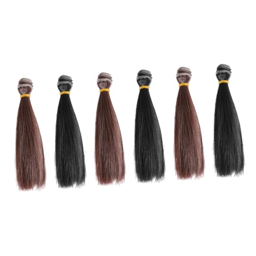 PLAFOPE 6stücke Puppe Perücke Haarteil Diy Puppe Zubehör Bastelbedarf Handarbeitsbedarf Perückenhaar Naturfarben Langlebig von PLAFOPE