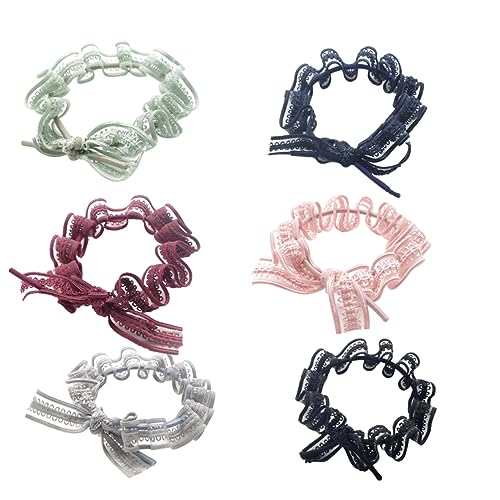 PLAFOPE 6stücke Teiliges Set Elastischer Haargummis Mit Schleife Haarbänder Schwarz Weinrot Blau Und Hellgrün Für Mädchen Haarschmuck-accessoires von PLAFOPE