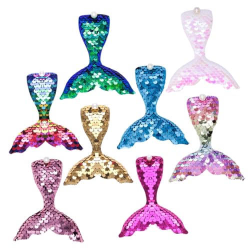 PLAFOPE 8 Stck Teiliges Meerjungfrau Haarklammern für Mädchen Glitzernde Pailletten Bunte Süße Haarclips Sicher und Hautfreundlich als Geschenk für Kindergeburtstag und Partyaccessoire von PLAFOPE