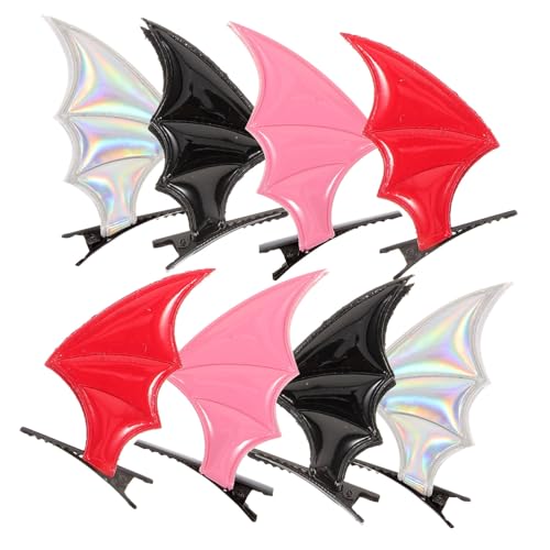 PLAFOPE 8 Stück Teiliges Halloween Haarclip mit Fledermausflügeln Langlebige Stoff-metall Haarnadeln Bequeme Passform Vielseitiger Haarschmuck für Damen und Mädchen für Cosplay Party und von PLAFOPE