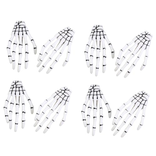 PLAFOPE 8 Stück Teiliges Halloween Haarklammern Weiße Skelett Krallen Haarklammern aus Langlebigem Material Punkiger Claw Hair Clip Auffälliger Haarschmuck für Damen Halloween Party von PLAFOPE