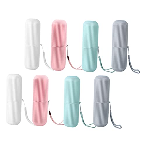 PLAFOPE 8St waschen rosafarbene Gläser mit Deckel Koffer für Reisezahnbürsten Tasse waschen travel Toothbrush case Toothbrush Holder Zahnpasta-Etui Körperpflegemittel pp von PLAFOPE
