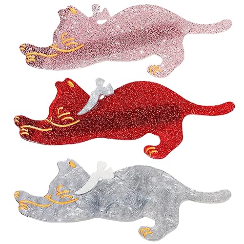 PLAFOPE 3stücke Haarspangen Katze Haar Clips Haarspange Katzenhaarspangen Tierhaar-accessoire Haar-accessoires Für Frauen Entenschnabel Clip Werkzeug von PLAFOPE