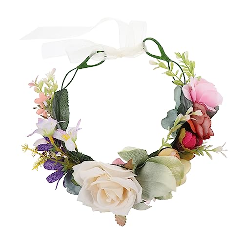 PLAFOPE Blumengirlande Kopfschmuck mit Blumen Hochzeit kinder haargummis hair accessories for haarschmuck Stirnband Blumenhaarkranz Blumenkopfschmuck für die Braut Temperament Krone von PLAFOPE