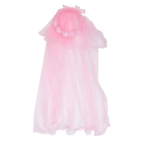 PLAFOPE Blumenkranz Haarreif mit Schleier Rosa Leichter Spitzen Kopfschmuck für Mädchen Eleganter Haarschmuck für Hochzeit Party Geburtstag und Festlichkeiten von PLAFOPE