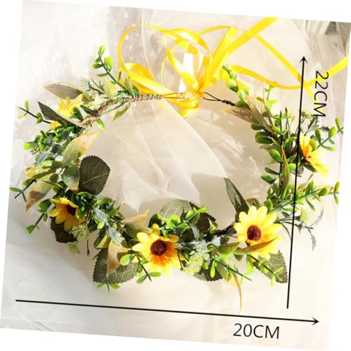 PLAFOPE Blumenkranz Haarschmuck Sonnenblume Leichtes Stirnband für Braut Party Urlaub Fotografie Kopfschmuck Damen Mädchen Festlich Vielseitig von PLAFOPE