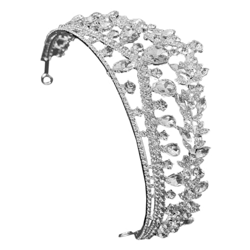 PLAFOPE Braut Haarreif Strass Krone aus Zinklegierung Langlebig Leichter Hochzeitsschmuck für Braut Brautjungfern und Festliche Anlässe Silberfarben Bequem und Vielseitig von PLAFOPE