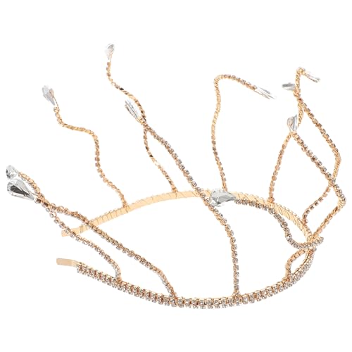 PLAFOPE Braut Haarschmuck Strass Hochzeit Haarreif für Damen Handgefertigte Prinzessin Stirnkette mit Funkelnden Kristallen Eleganter Kopfschmuck für Braut und Festtagsmode von PLAFOPE