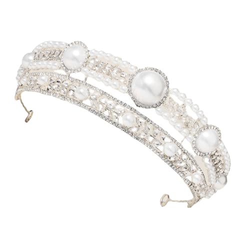 PLAFOPE Brautkrone Mit Perlen Und Strass Für Hochzeiten Geburtstagsfeiern Cosplay Elegantes Stirnband Für Besondere Anlässe Universelle Passform Glänzendes Accessoire von PLAFOPE
