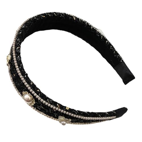 PLAFOPE Breites Perlen haarband mit Funkelnden Strasssteinen Leichter Damen haarreif Flexibel Bequem für Alltag Party und Fotoshootings Modisches Haarschmuck accessoire für Mädchen und von PLAFOPE