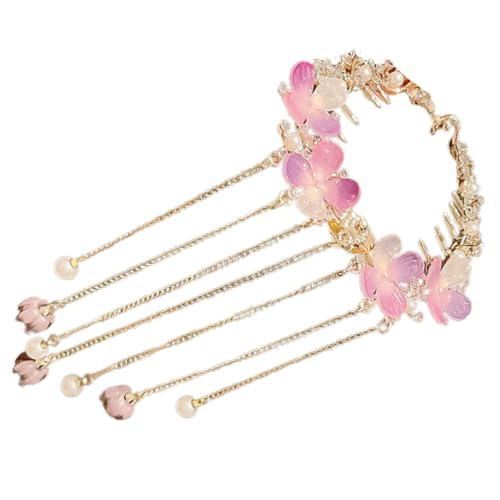 PLAFOPE Pferdeschwanzmanschette Frauen Haarspange Mit Quaste Blumen Design Haarklammern Für Dutt Hochsteckfrisuren von PLAFOPE