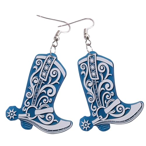 PLAFOPE Cowgirl Ohrringe Damen Western Stil Retro Dangle Ohrschmuck Leicht und Komfortabel Blaue Vintage Stiefel Ohrhänger für Alltag Party von PLAFOPE