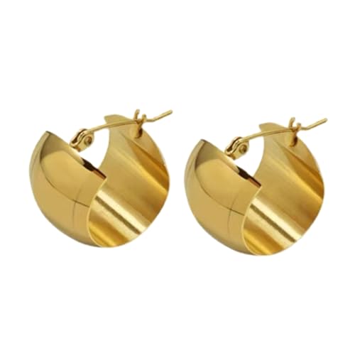 PLAFOPE Damen Creolen Ohrringe aus Titanstahl Leichte C förmige Runde Ohrhänger Eleganter Schmuck für Alltag und Besondere Anlässe Modische Ohrstecker in Gold von PLAFOPE