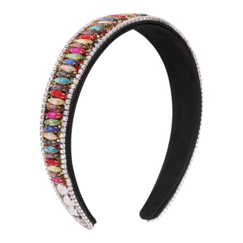 PLAFOPE Damen Haarreif Party Haarschmuck mit Farbigen Strasssteinen Modisches Vintage Stirnband für Festliche Anlässe und Besondere Events Leicht und Komfortabel zu Tragen von PLAFOPE