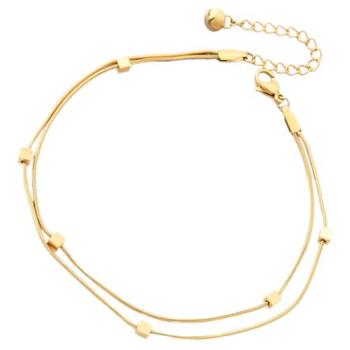 PLAFOPE Doppel Layer Fußkette Damen Verstellbar Titanstahl Gold Beschichtet Leicht Elegant Sommer Schmuck für Frauen PLAFOPE Doppel Layer Fußkette Damen Verstellbar Titanstahl Gold Beschichtet Leicht Elegant Sommer Schmuck für Frauen von PLAFOPE