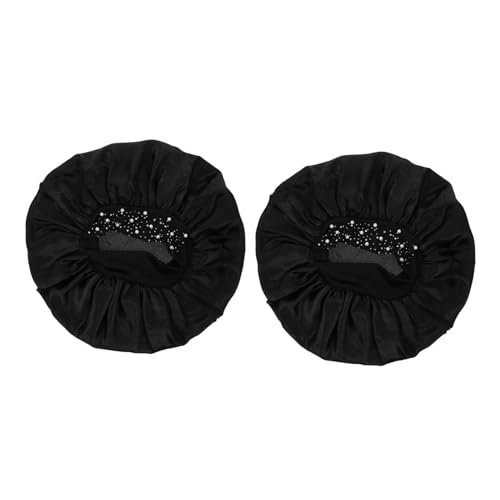 PLAFOPE Duschhauben-Set aus Polyester weich elastisch große Badehaube Verzierungen für Damen wasserdicht Haarschutz Schlafhaube von PLAFOPE