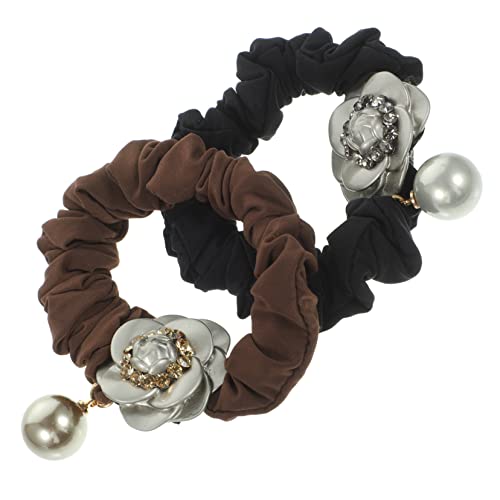 PLAFOPE Blumen-haarseile 2 Stück Haargummis Für Damen Und Mädchen Haar-accessoires Haarknoten-accessoire Satin-haargummis Elastische Haarbänder Für Pferdeschwanz von PLAFOPE