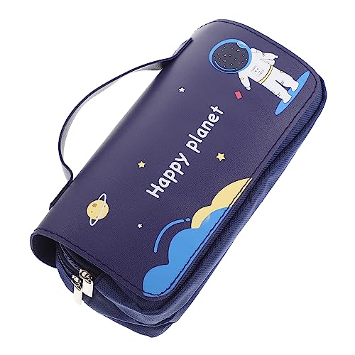 PLAFOPE Makeup Tasche Etui Mit Reißverschluss Reisezubehör Für Leinenetui Stationäres Etui Schreibwaren Aufbewahrung Strumpffüller Haut Marineblau Tragbare Tasche Stift-Organizer von PLAFOPE