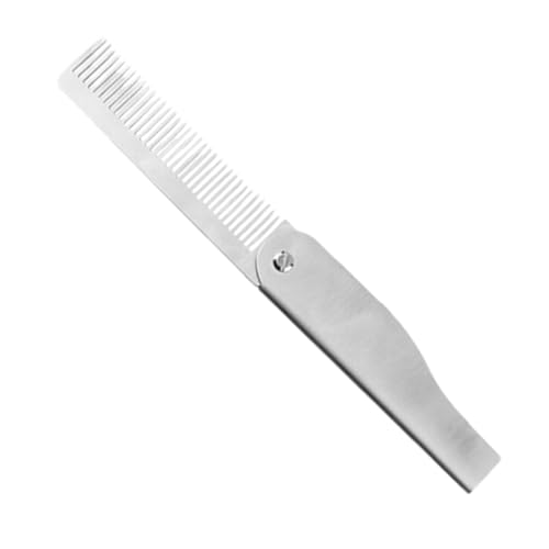 PLAFOPE Faltbarer Herren Haarkamm aus Edelstahl Multifunktionaler Bart Schnurrbartkamm Kompakter Taschenkamm mit Feinen Zähnen für Schonendes Styling und Reisegebrauch von PLAFOPE