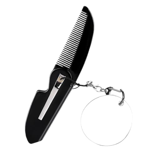 PLAFOPE Faltbarer Klappkamm Reise-taschenkamm Bartkamm Mit Feinem Zahn Inklusive Ovaler Spiegel Leicht Und Tragbar Für Männer von PLAFOPE