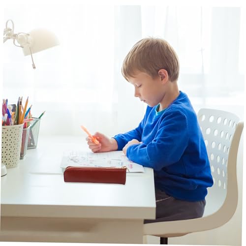 PLAFOPE Federmäppchen Großem Fassungsvermögen aus PU Leder Retro Schlichtes Stifteetui für Erwachsene Geräumige Stifttasche mit Reißverschluss Vielseitige Schreibwarenaufbewahrung für von PLAFOPE