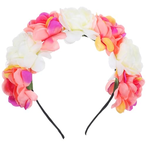 PLAFOPE Floral Haarschmuck Weihnachtsstirnband aus Hochwertigem Stoff Leichtes Buntes Rosen Design Bequem und Langlebig für Festtage Kostüme Konzerte und Karneval Modisches Accessoire für von PLAFOPE