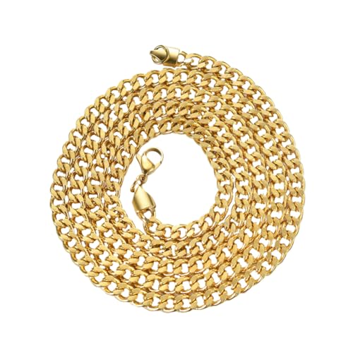 PLAFOPE Goldene Kubanische Halskette Herren Edelstahl Modisch Vergoldet Hip hop Schmuck Langlebig Glänzend Luxuriös Elegant für Sänger Tänzer und Fans von PLAFOPE