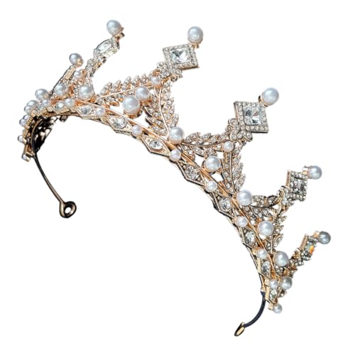 PLAFOPE Goldene Strasskrone für Damen Leichte Tiara aus Zinklegierung mit Perlen und Kristallen Eleganter Haarschmuck für Hochzeit Party Braut und Festliche Anlässe PLAFOPE Goldene Strasskrone für Damen Leichte Tiara aus Zinklegierung mit Perlen und Kristallen Eleganter Haarschmuck für Hochzeit Party Braut und Festliche Anlässe von PLAFOPE