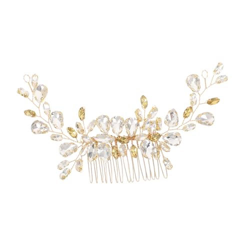 PLAFOPE Goldener Seitenkamm Mit Strasssteinen Für Braut Und Hochzeit Haarkamm Mit Perlen Für Frauen Und Brautjungfern von PLAFOPE