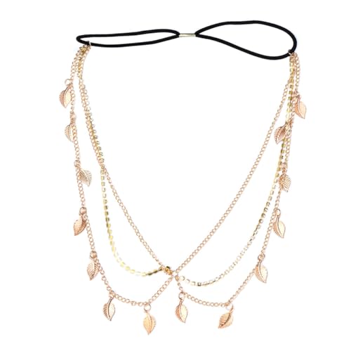 PLAFOPE Goldfarbenes Stirnband mit Strass Design Handgefertigte Legierungskopfkette für Damen Eleganter Brautschmuck und Party haarschmuck Verstellbare Einheitsgröße von PLAFOPE